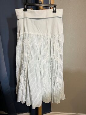 White Lace-Trim patchwork Midi Skirt - Women Large
